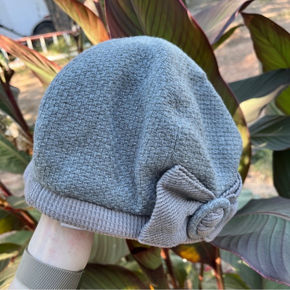 Halogen Knit Cap Beanie Hat Womens Wool Blend Gray Bow One Size - Picture 4 of 8
